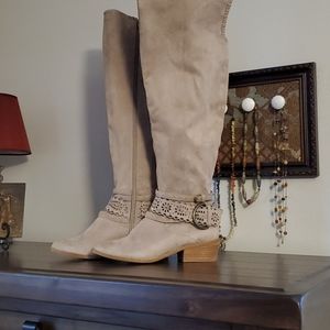 Over the knee suede boots